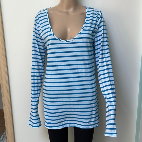 Nili Lotan large mini dress blue stripe scoop neck - Picture 1 of 7